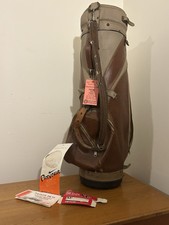 Hot Z Vintage Leather Golf Bag Coffee And Khaki Color Collectible