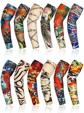 Geyoga 12 Pieces Tattoo Sleeves Set Fake Arm Sleeves Plus Size Modern Pattern