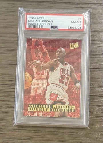 1995 Fleer Ultra Michael Jordan #3 Double Trouble GOLD MEDALLION PSA 8 Bulls HOF