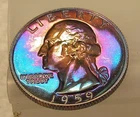 1959  Gem Proof Quarter 90% Silver MONSTER  RARE BLUE    TONING  #609 ~ 16