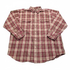 Carhartt Men's XL XL Mens XL S129 Flannel Shirt Red Plaid Long Sleeve Button Up