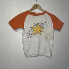 Rare True Vintage 1970s Peter Max Star Raglan Ringer Tee Varsity House USA S