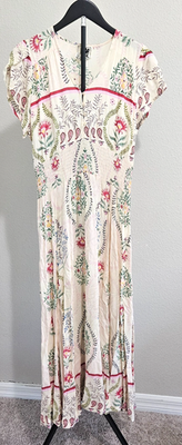 #ad #ad Jaase Floral Maxi Dress Womens S Cream Boho Prairie Cottagecore Smocked Midi $24.95