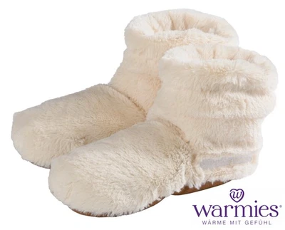 GREENLIFE VALUE Warmies® Slippies Boots Deluxe Beige Gr 37-42✓ Wärmeschuhe Mikrowelle✓Warme Füße