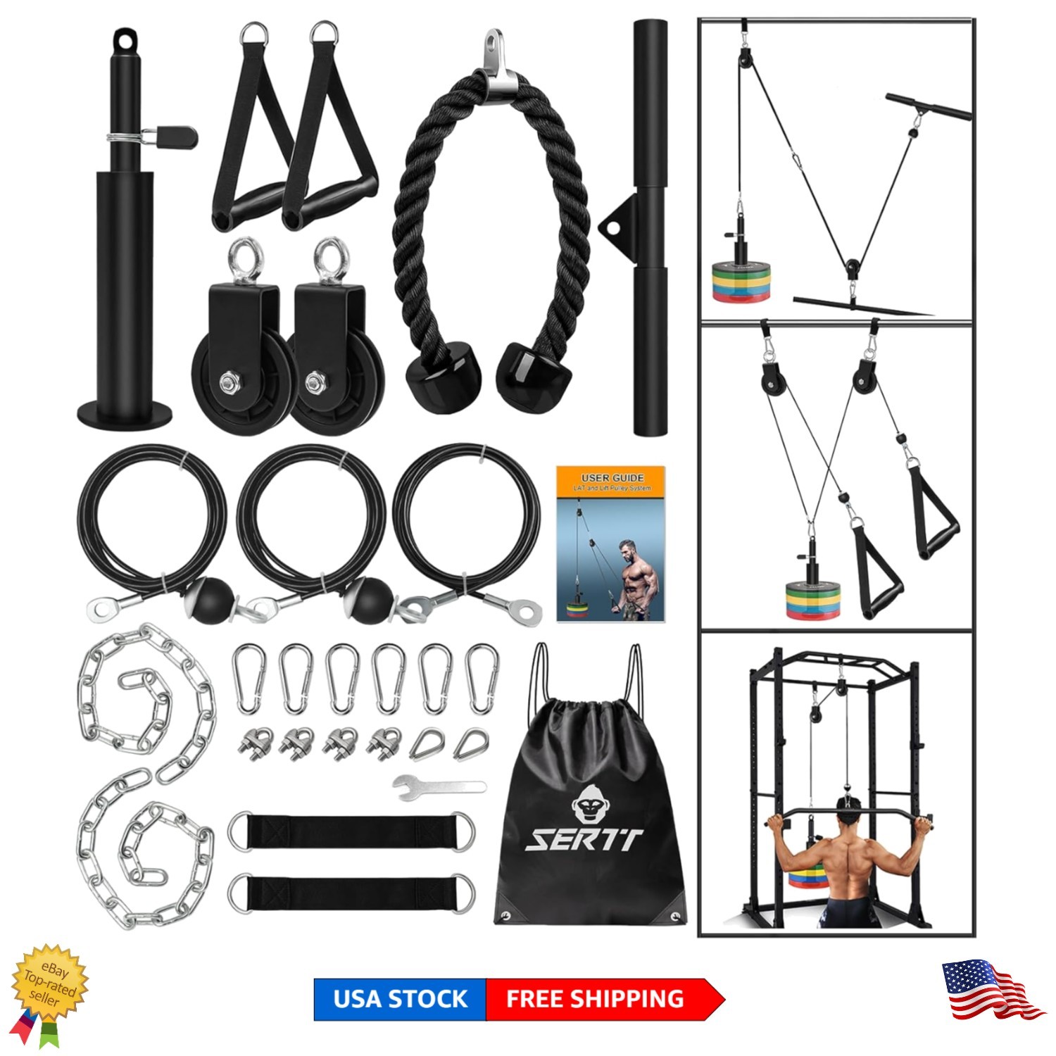 Upgraded Weight Cable Pulley System for Versatile Home Gym Workouts - Max 149kg