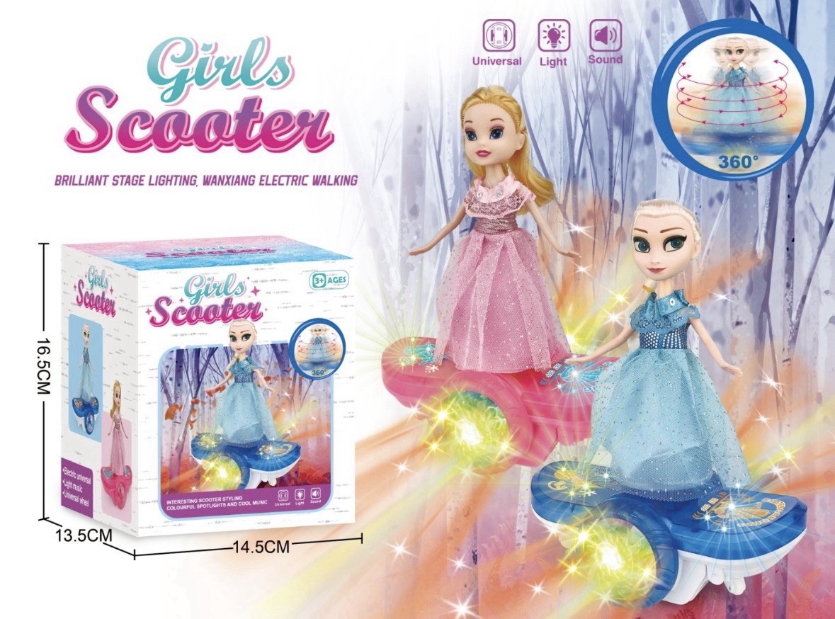 Girls Scooter Electric Walking Light-Up Elsa 