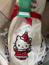 Sanrio Hello Kitty Christmas Plush Throw Blanket 50 x 70 in White Red