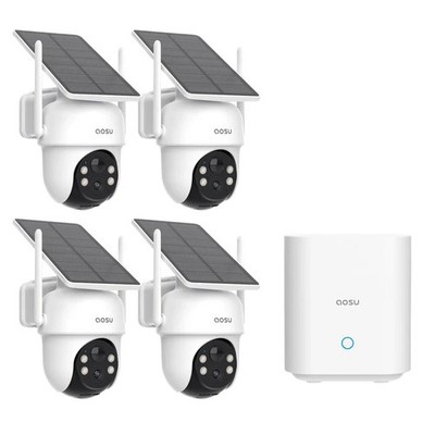 AOSU Solar Security Cameras Outdoor Wireless,4 Cam-Kit,2K Color Night Vision
