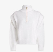 Varley Women  s Large Atwood Half-Zip Knit Sweater Pullover White NEW