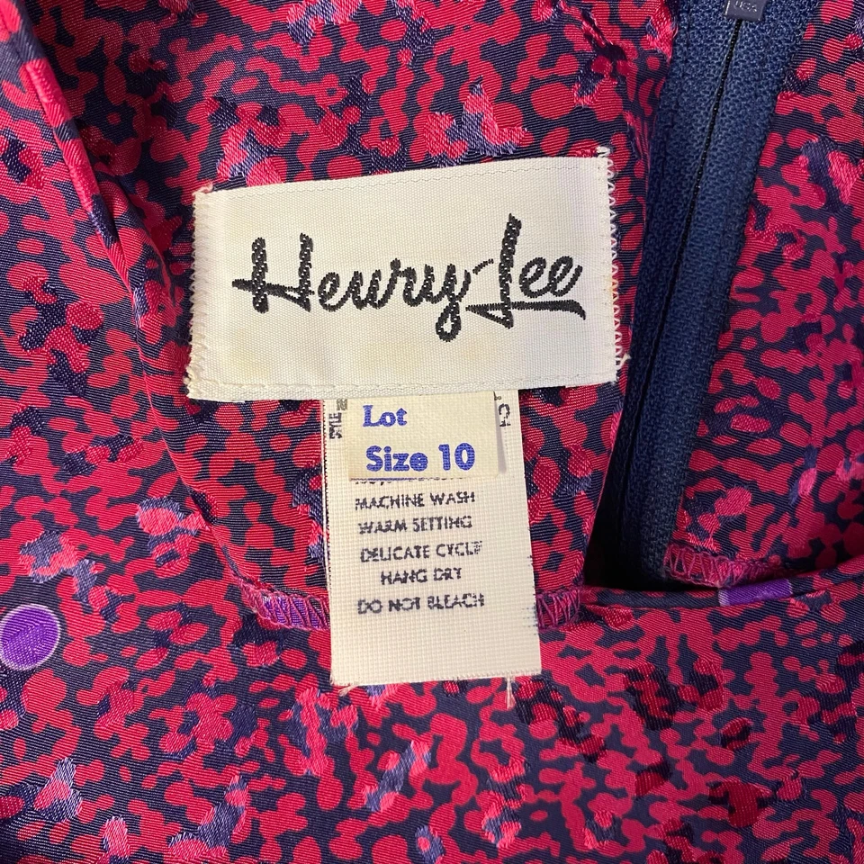 Vestido maxi Henry Lee vintage plissado arco tamanho 10 rosa roxo - Imagem 2 de 4