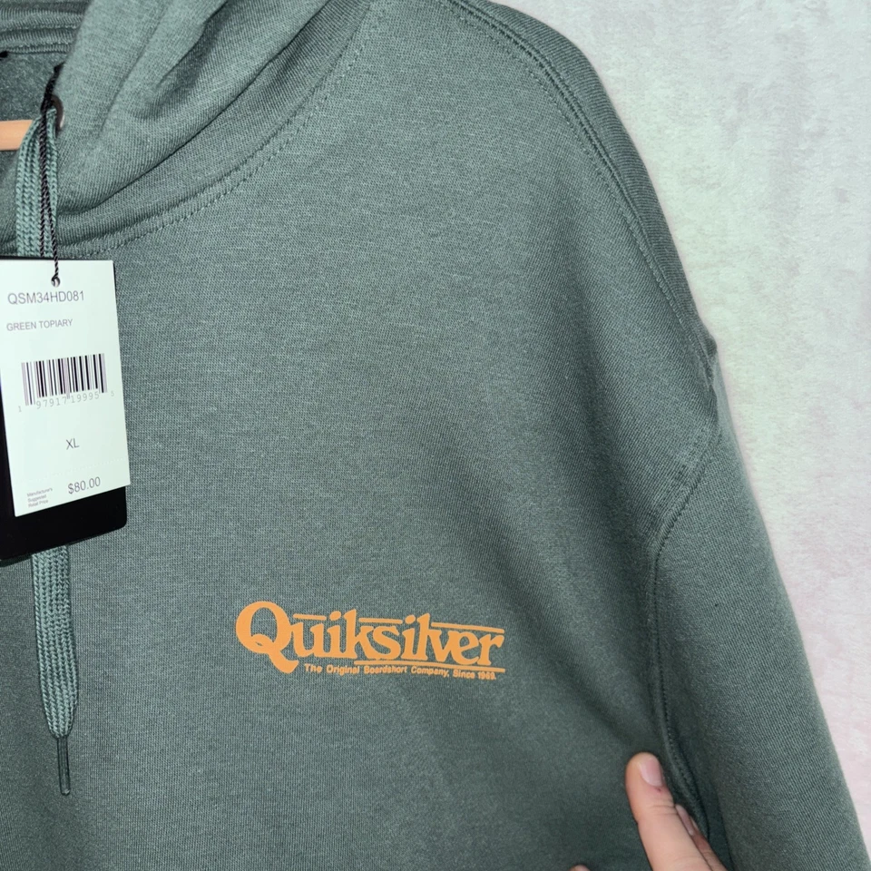 Sudadera con capucha polar manga larga verde Quiksilver para hombre nueva con etiquetas talla XL Foto 2 de 4