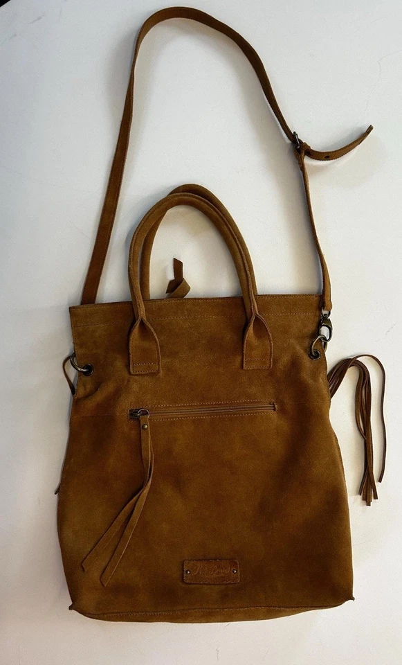 Lucky Brand Crossbody Khaki Bronze Suede Fringe Bag Handles & Removable Strap - Image 2 of 4