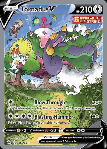 Pokemon Tornadus V (185/282) Chilling Reign LP HOLO
