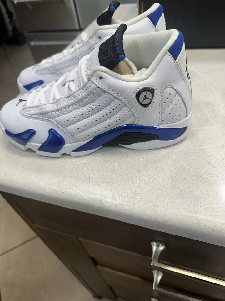 Nike Air Jordan 14 Retro (GS) White Hyper Royal 487524-104  Size 4Y/5.5wmns  - Image 2 of 4