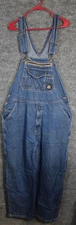 Berne Bib Overalls Mens 44x30 Blue Denim Carpenter Utility Workwear B910SWD