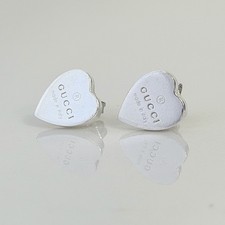 Authentic Gucci Heart Stud 925 Sterling Silver Women’s Earrings With Packaging