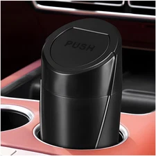 , Mini Leakproof Vehicle Side Door Cup Holder Trash Can with Lid, Multipurpose O