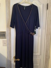 Ralph Lauren navy blue dress with brown belt. Size M