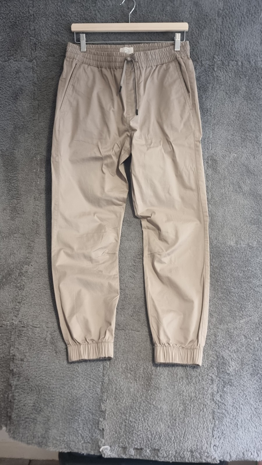 River Island Beige Cargo Joggers UK S Cotton Drawstring Cuffed Utility Trousers image 2