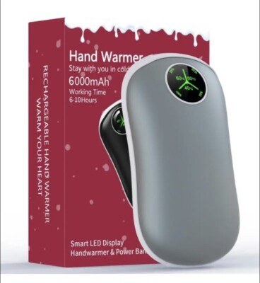 Handwärmer Wiederaufladbar, Wiederverwendbar 6000mAh Elektrischer Handwärmer, 3 Stufen