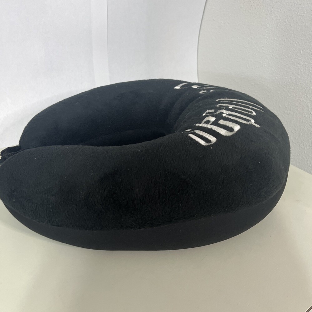 Travel Pillow Neck Support Micro Bead Black Las Vegas Fleece Spandex Sides