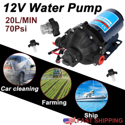 12V Water Pump 5.3GPM 70 PSI High Pressure for Caravan Farm Camping Boat