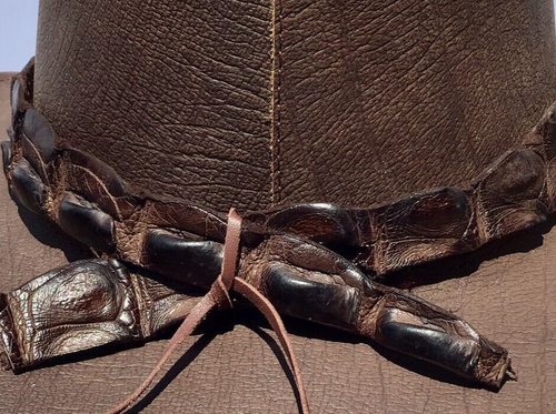Genuine.Crocodile leather hatband 7 jumbo teeth Adjustable hats Australian made - Picture 6 of 6