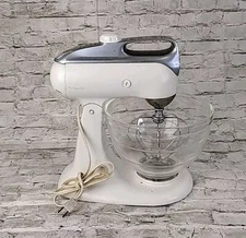 Vtg KitchenAid Stand Mixer Hobart Model 4-C w/ Original Glass Bowl - Whisk-Works