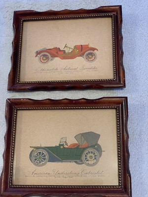 TWO (2) VINTAGE 1952 EVELYN CURRO 6x8  FRAMED PRINTS 1911 & 1913 MODELS