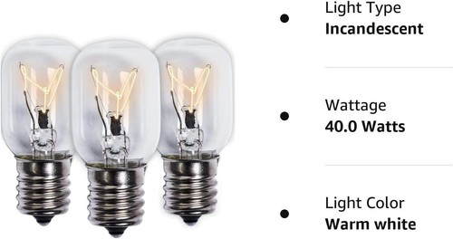 (2 Packs + 1 Free 8206232A Bulb 40W 125V Microwave Oven Light Bulbs E17 Base for - Picture 7 of 7