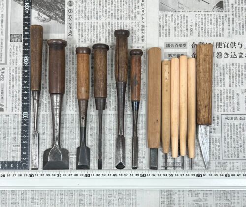Vintage Japanese Chisel 13set Nomi /Hand Plane Saw Iron Hammer Hand Tool/d14 - Picture 17 of 24