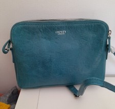 OSPREY LONDON JURA CROSSBODY BAG TEAL CRUNCH LEATHER HANDBAG **RRP £95.00**