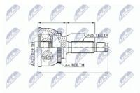 NTY NPZ-HY-549 Gelenksatz Antriebswelle Radseitig, Vorderachse FüR Hyundai