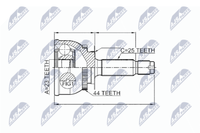 NTY NPZ-HY-549 Gelenksatz Antriebswelle Radseitig, Vorderachse FüR Hyundai