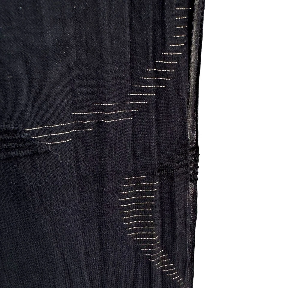 Anne Klein For Vera Vintage Black Sheer Metallic Fringe Italian Made Scarf Wrap - Image 4 of 4