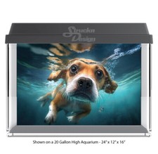 Underwater Diving Dog Polyester Fish Tank Glass Backdrop Aquarium Background
