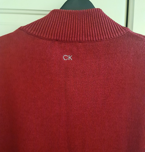 Calvin Klein Golf 1/4 Zip Jumper Size Medium Wool Blend Red Sports Pullover - Picture 7 of 8