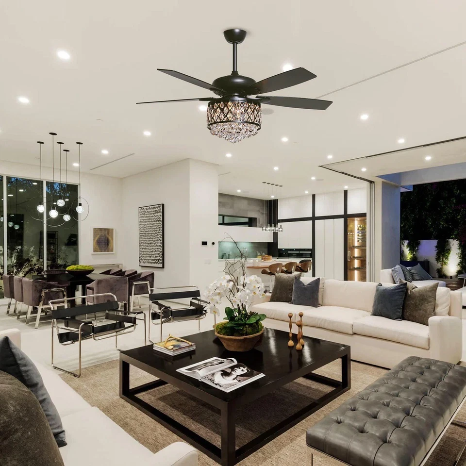 Parrot Uncle 52” Wethington Modern Crystal Ceiling Fan - Image 2 of 3