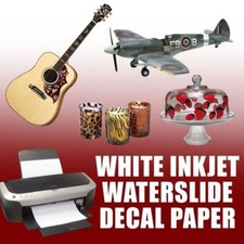 Waterslide Decal Paper, for Inkjet printer WHITE 8.5" x 11" 10 Sheet USA 1
