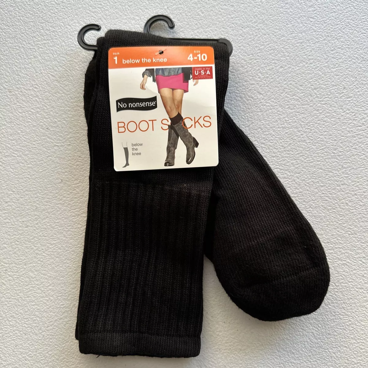 No Nonsense Womens Below The Knee Boot Socks Black Size 4-10