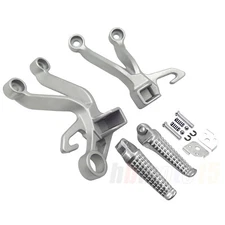 Silver Rear Foot Rest Passenger Pegs Brackets For Suzuki 2003 2004 GSXR 1000 