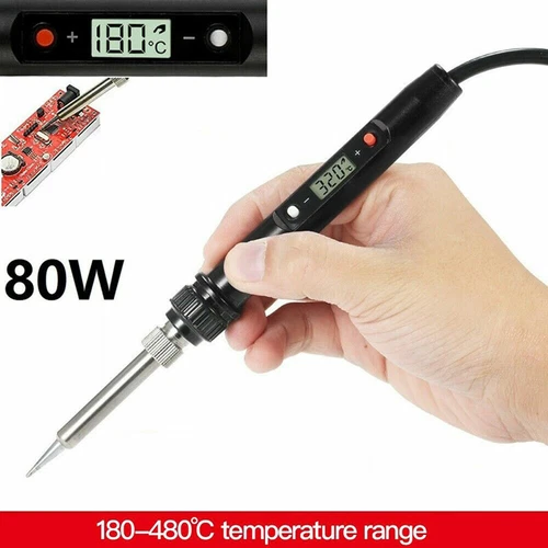 Soldering Iron Kit 80W Adjustable Temperature Welding LCD Electric Soldering New - Picture 1 of 10