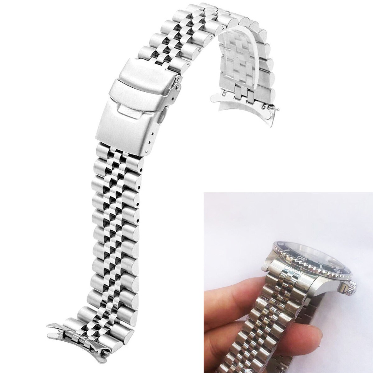 20mm Jubilee For Invicta Pro Diver 89260B 8926OB Curved End Steel