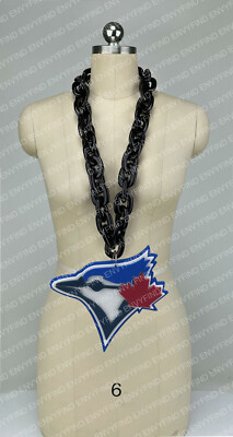 New MLB Toronto Blue Jays Black Jumbo Big Fan Chain Necklace Foam MI USA