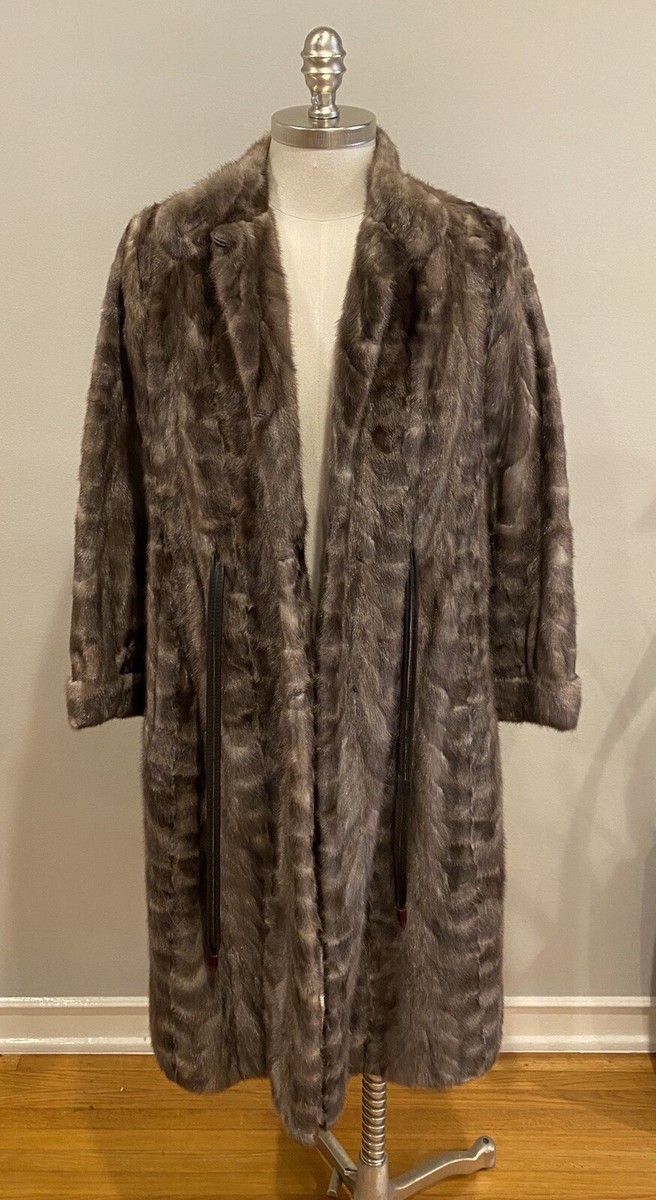 Vintage Carl W. Herrmann Inc Pittsburgh Mink Brown Fur Long Coat