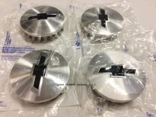 (4) GM Chevy Silverado Tahoe Suburban BLACK BOWTIE Wheel Center Caps 2014-26 OEM