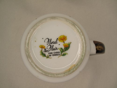 VTG 1975 Enesco Floral Flair Fine China Speckled Coffee/Tea/Mug/Cup/Purple Pink - Picture 7 of 9