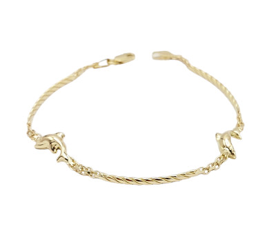 Pulsera De Mujer Con Diseño Hecha De Oro Amarillo 18 Kt. Cierre De Mosquetón.