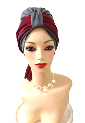 Pretty Black Chemo Cancer Hat Hair Loss.Cotton Turban, Fancy  display picture 2