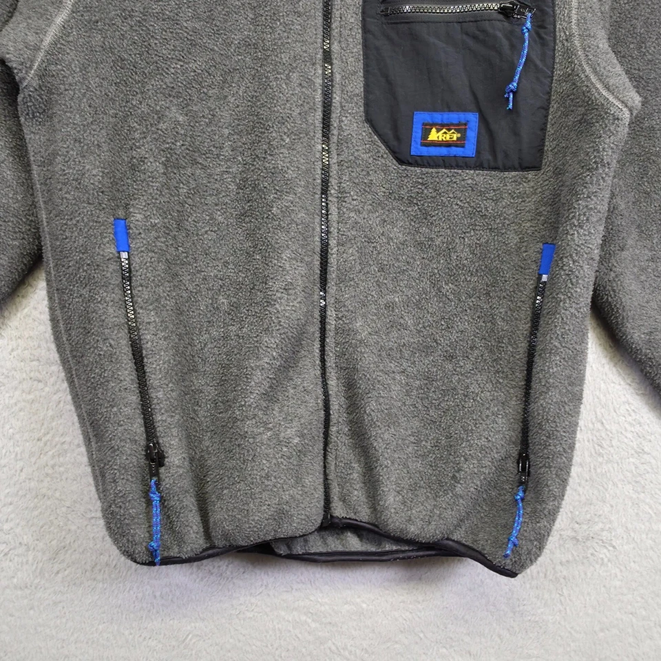 Vintage REI Jacket Mens L Gray Mock Neck Pilled Fleece Outdoor Sports USA Made - Image 4 of 4